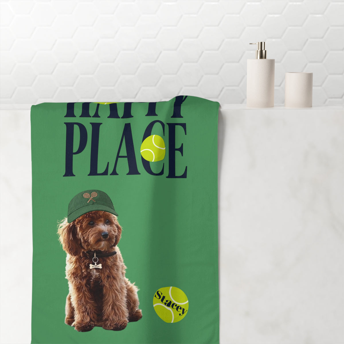 Baseline Is My Happy Place Personalized Tennis Padel Towel