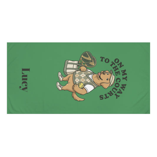Tennis Padel Dog Lovers Towel — "On My Way to the Courts" Personalized Cotton