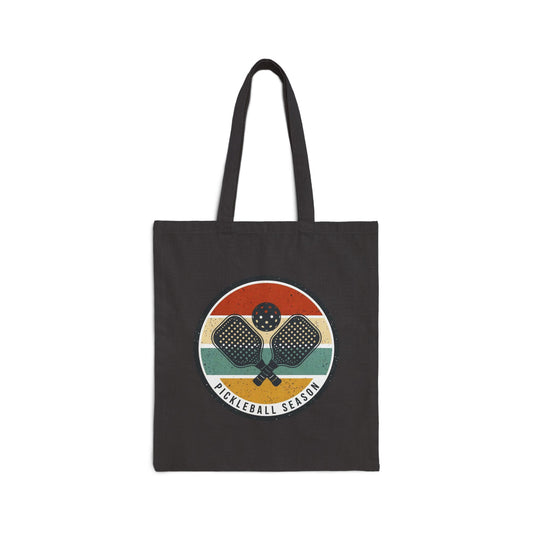Pickleball Season Cotton Tote Bag – Retro Paddle & Ball Design