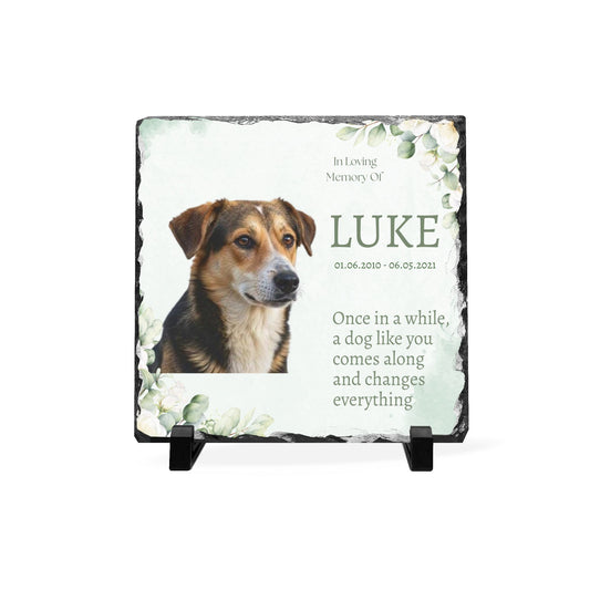 Pet Memorial Slate Desk Plaque — Personalized In Loving Memory Photo Keepsake