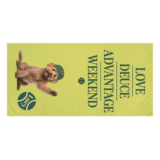 Personalized Tennis Padel Towel — "Love Deuce Advantage Weekend"