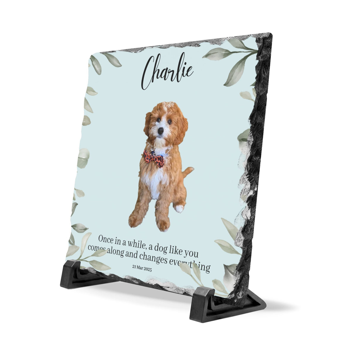 Personalized Pet Slate Plaque – Custom Dog Memorial Desk Sign with Name & Date