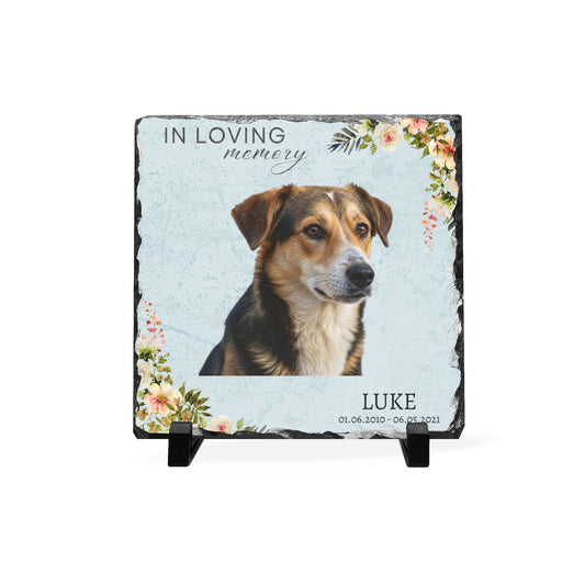 Slate Desk Plaque - "In Loving Memory" Personalized Pet Memorial with Name & Dates
