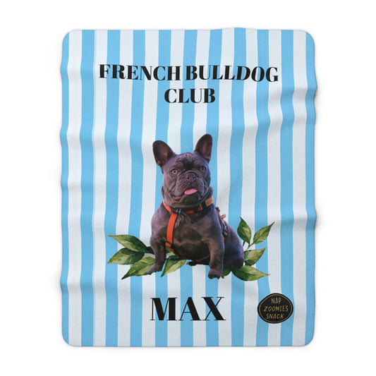 French Bulldog Club Sherpa Blanket – Personalized Pet Throw