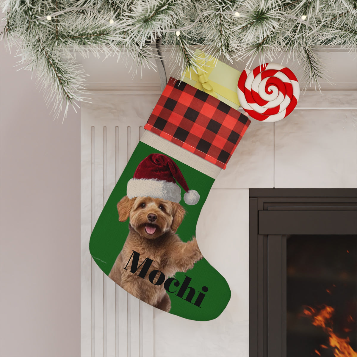 Personalized Dog Christmas Stocking - Custom Name Paw Print Holiday Decor