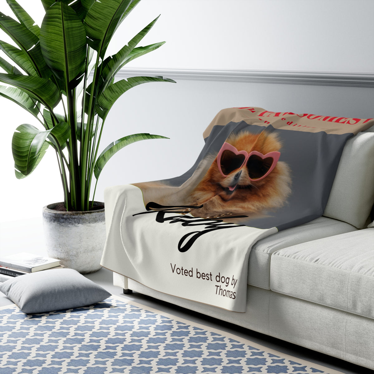 Personalized "The Pawsomest" Sherpa Blanket — Custom Pet Name & Photo Gift