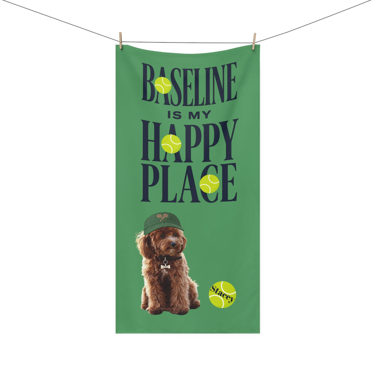 Baseline Is My Happy Place Personalized Tennis Padel Towel
