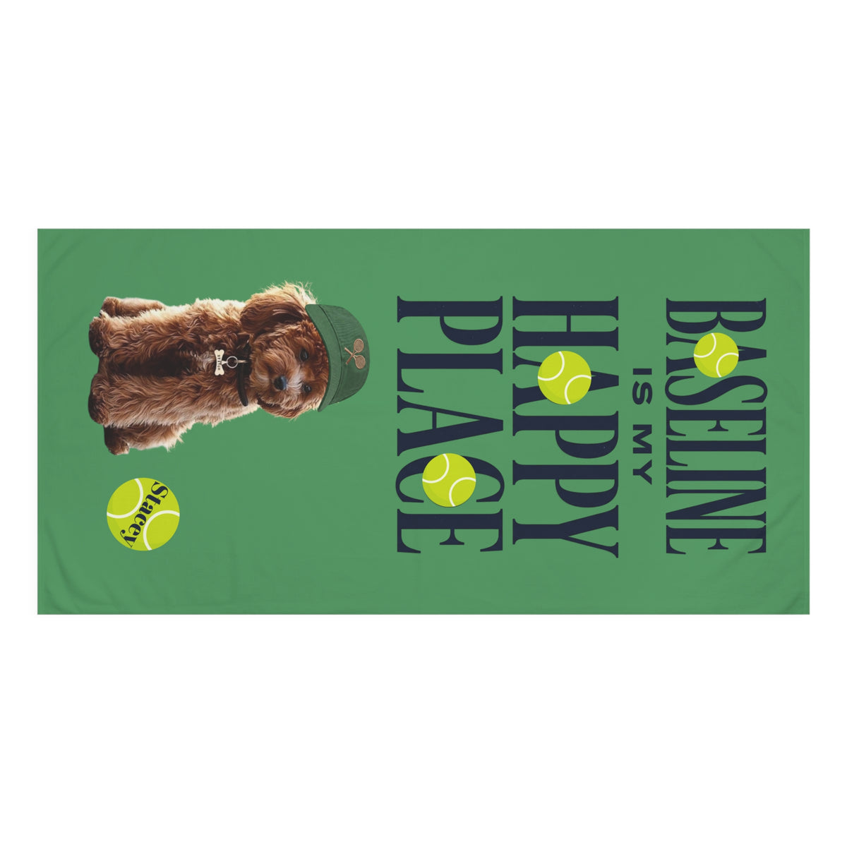 Baseline Is My Happy Place Personalized Tennis Padel Towel