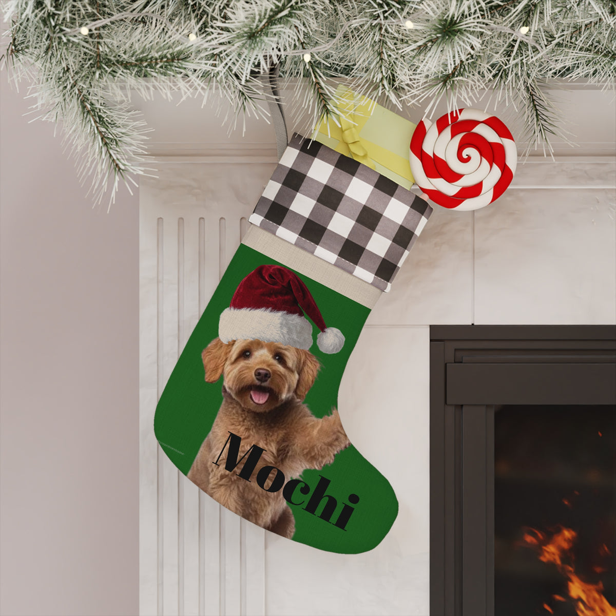 Personalized Dog Christmas Stocking - Custom Name Paw Print Holiday Decor