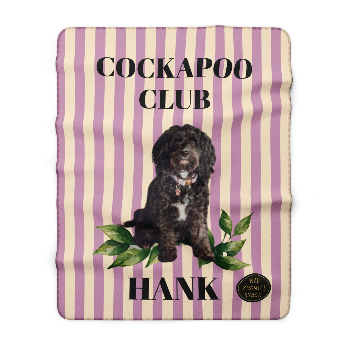 Cockapoo Club Personalized Sherpa Blanket — "Hank" Pet Photo Cozy Throw