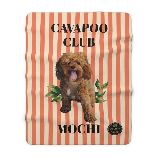 Cavapoo Club Sherpa Blanket – Personalized ‘Mochi’ Pet Throw