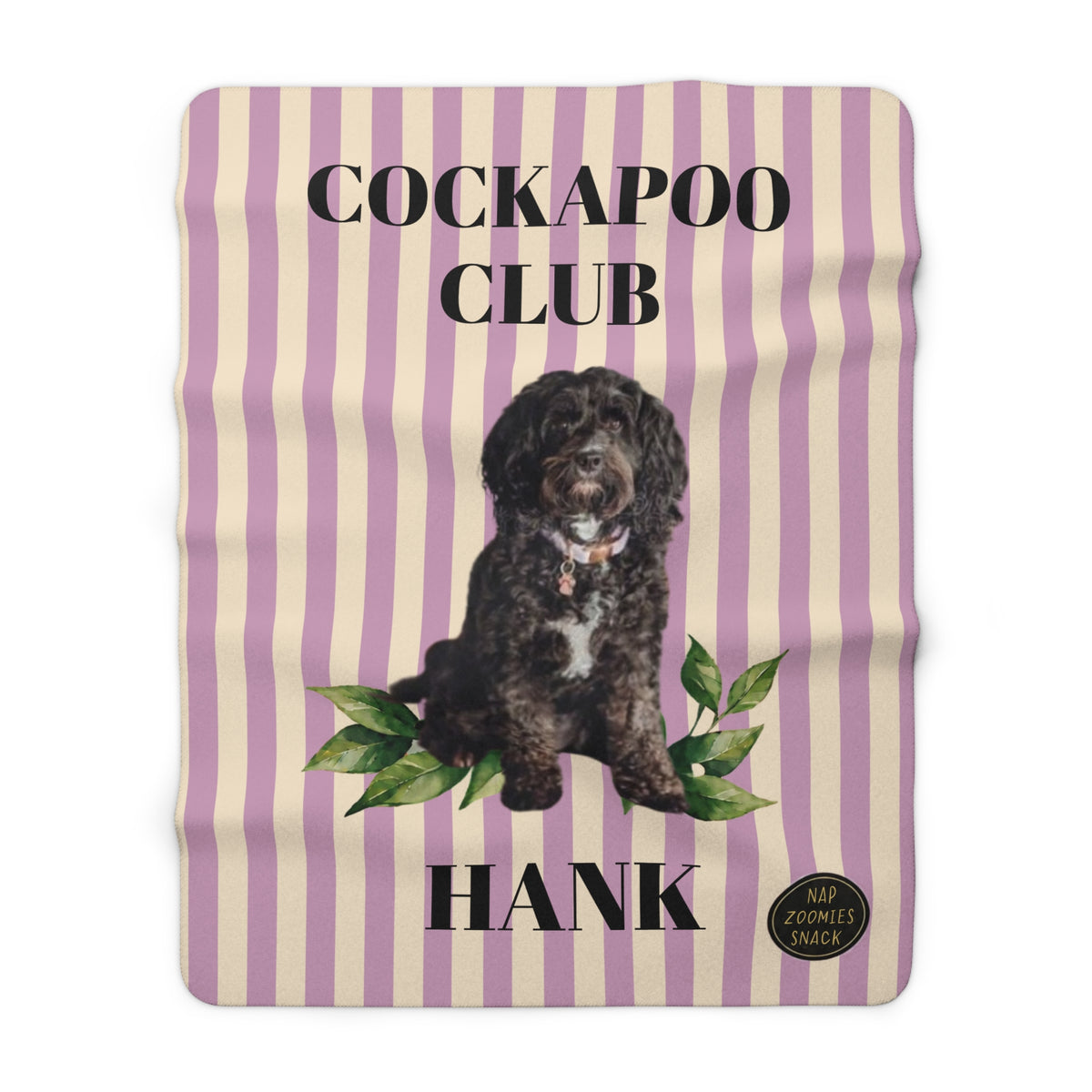 Cockapoo Club Personalized Sherpa Blanket — "Hank" Pet Photo Cozy Throw