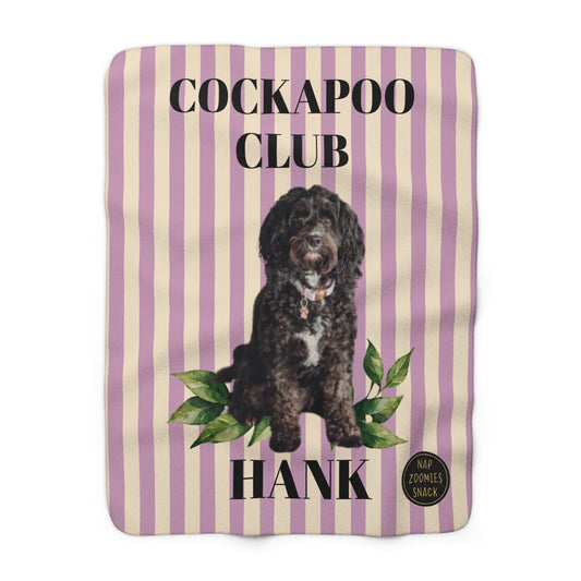 Cockapoo Club Personalized Sherpa Blanket — "Hank" Pet Photo Cozy Throw