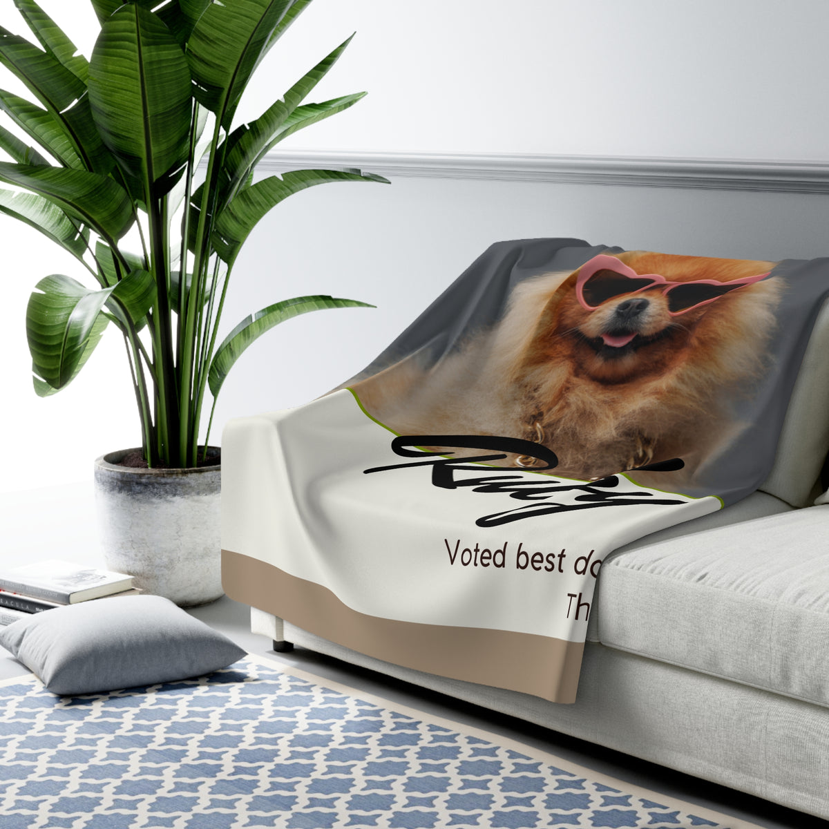 Personalized "The Pawsomest" Sherpa Blanket — Custom Pet Name & Photo Gift