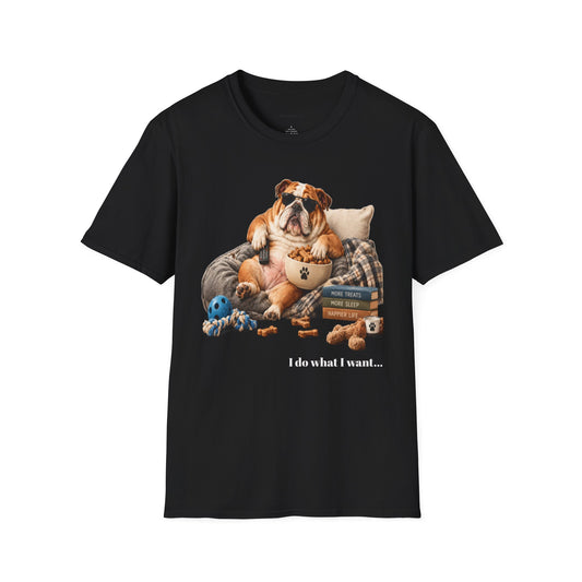 Bulldog Lounge T-Shirt — "I do what I want" Cute Dog Graphic Tee