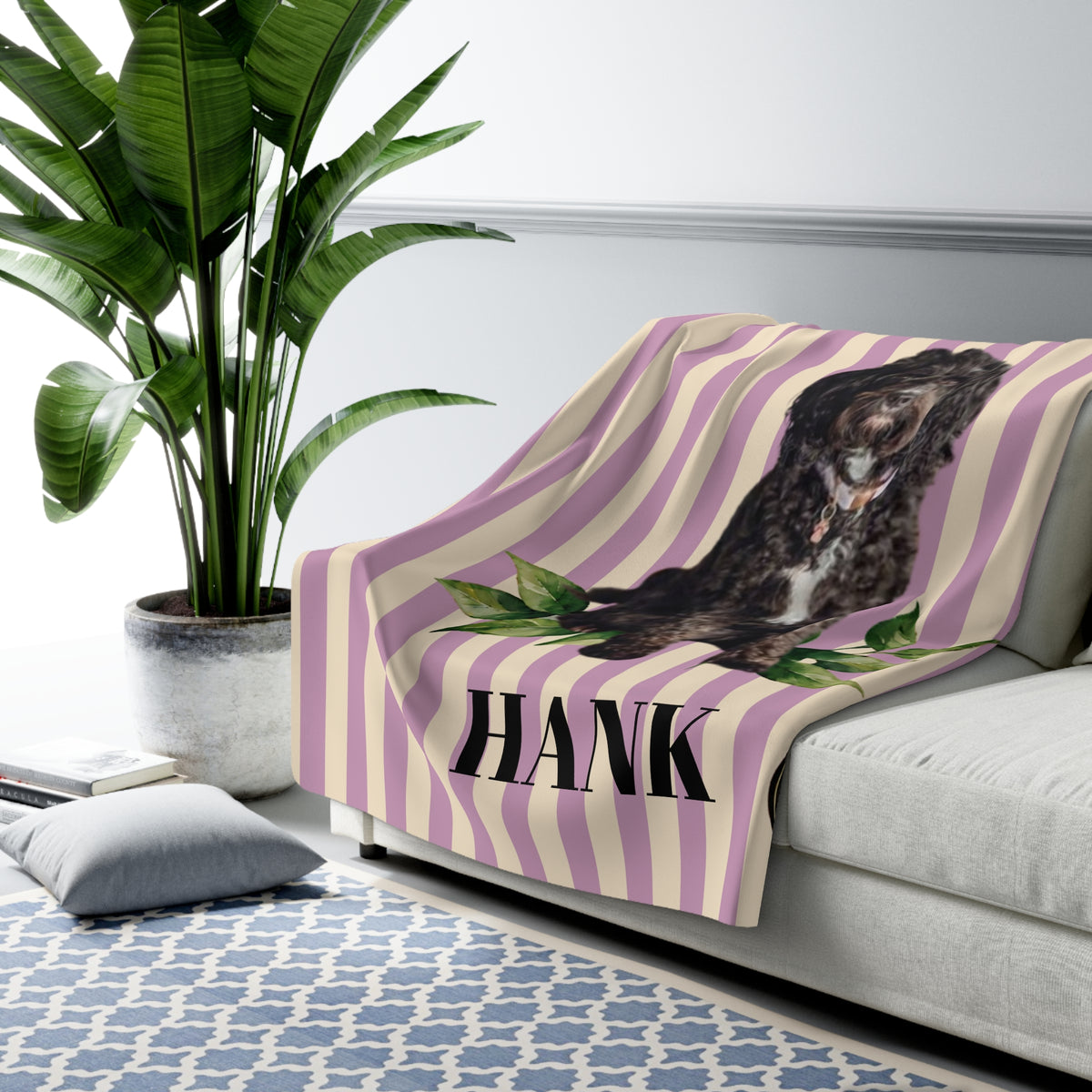 Cockapoo Club Personalized Sherpa Blanket — "Hank" Pet Photo Cozy Throw