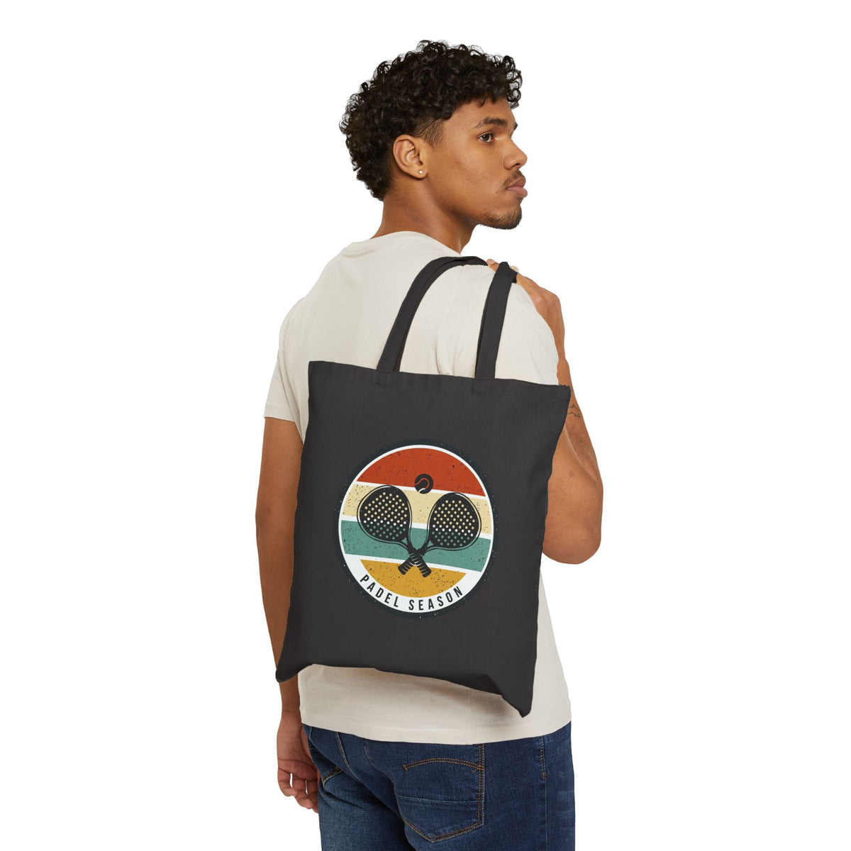 Padel Season Cotton Tote Bag — Vintage Paddle Racquet Design