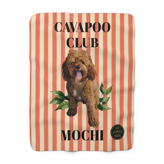 Cavapoo Club Sherpa Blanket – Personalized ‘Mochi’ Pet Throw