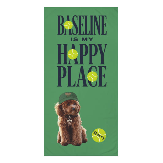 Baseline Is My Happy Place Personalized Tennis Padel Towel